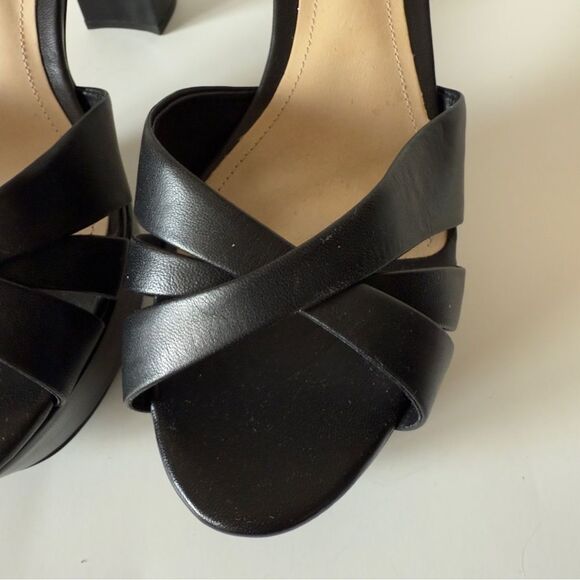 Schutz Women’s Keefa Chunky Leather Black Platform High Heel Sandal Size 11 - Picture 5 of 10